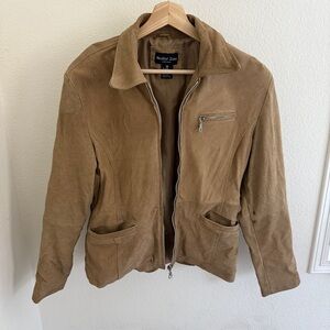 Neutral Zone vintage Y2K Brown tan  Leather Zip Jacket size S